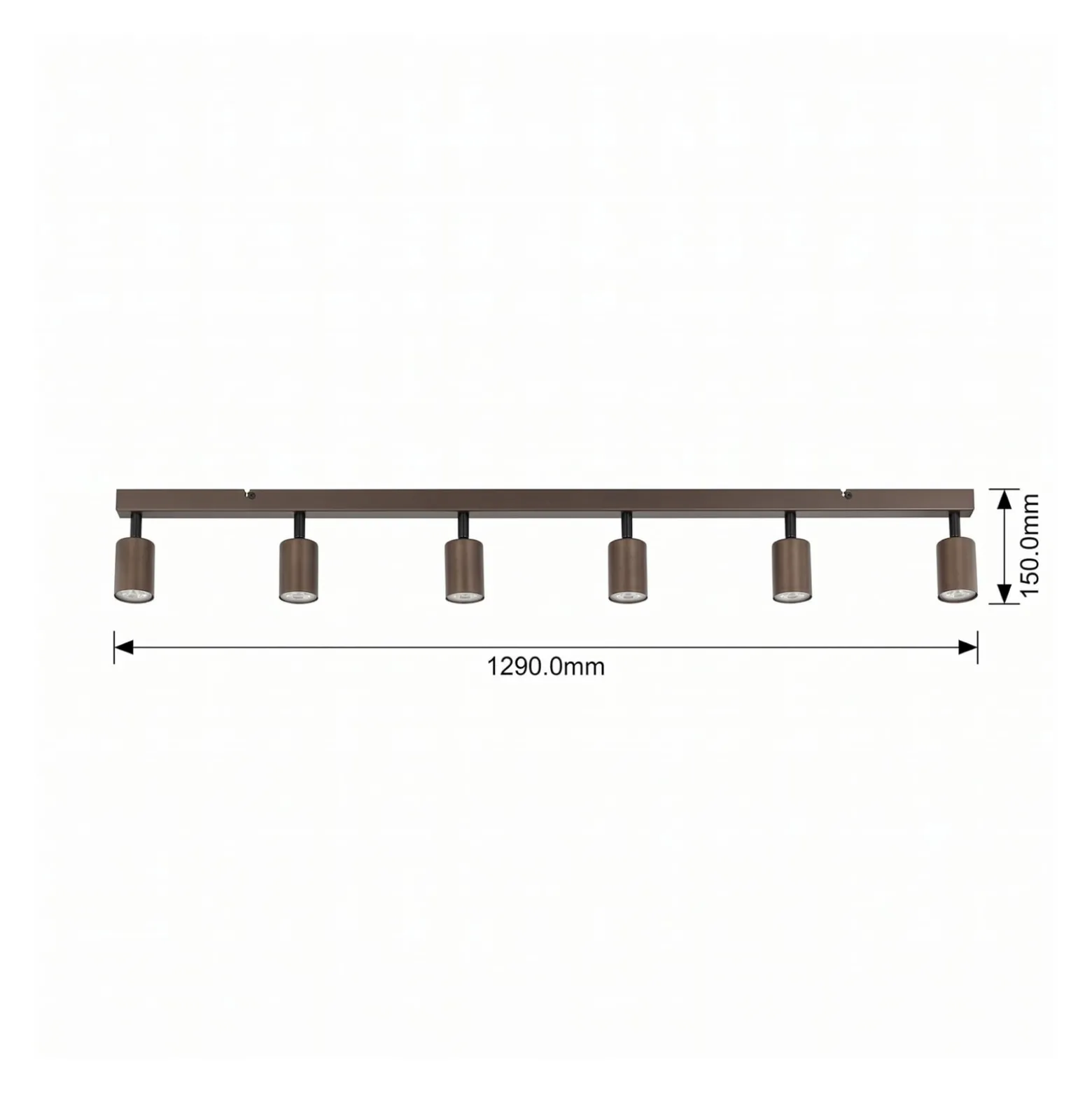 Deckenspot Top, justierbar, braun, sechsflammig linear
