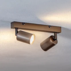 Deckenspot Top, justierbar, braun, zweiflammig linear