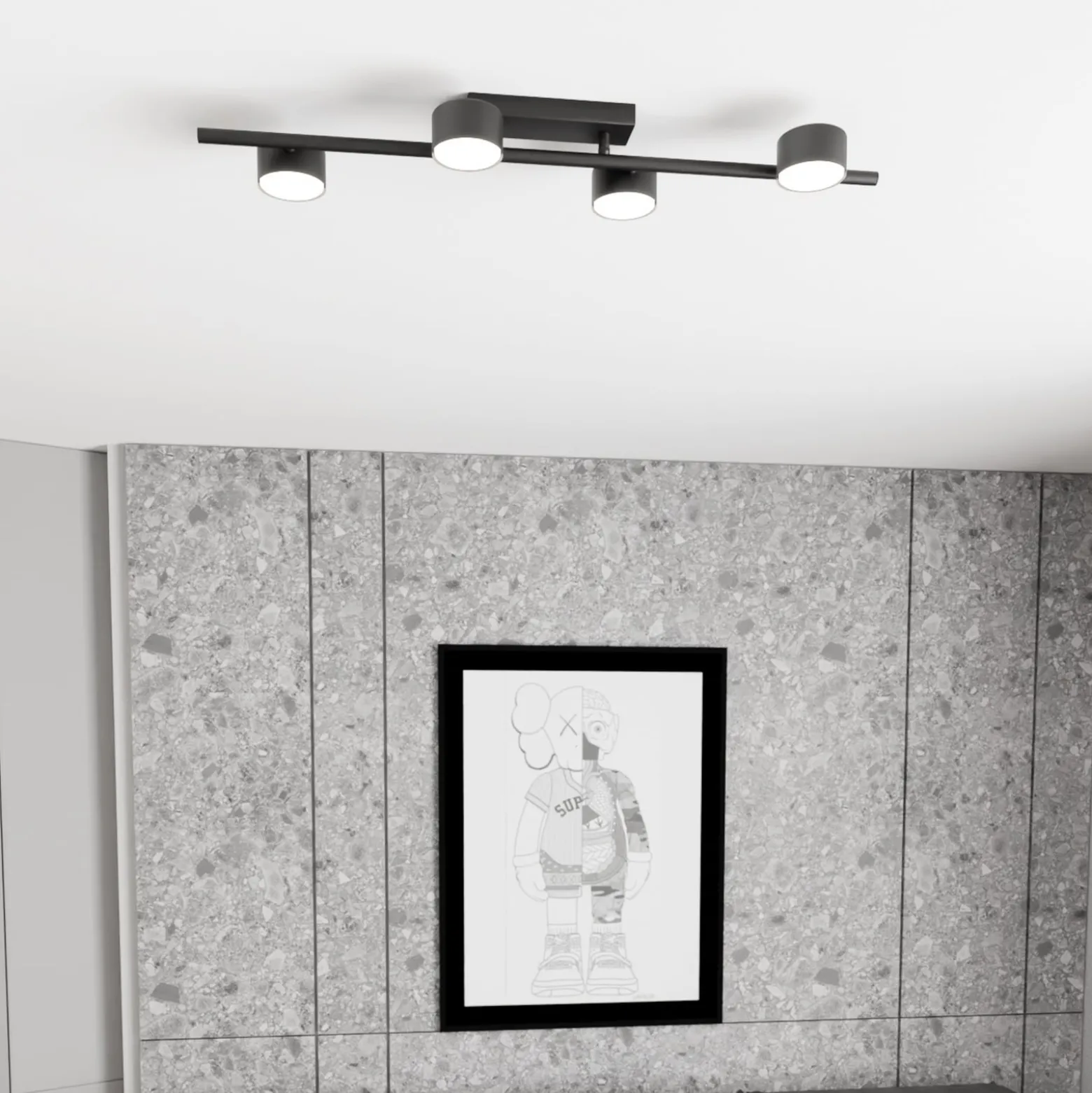 Deckenstrahler Bet, Länge 80 cm, schwarz, Metall, 4-flg.