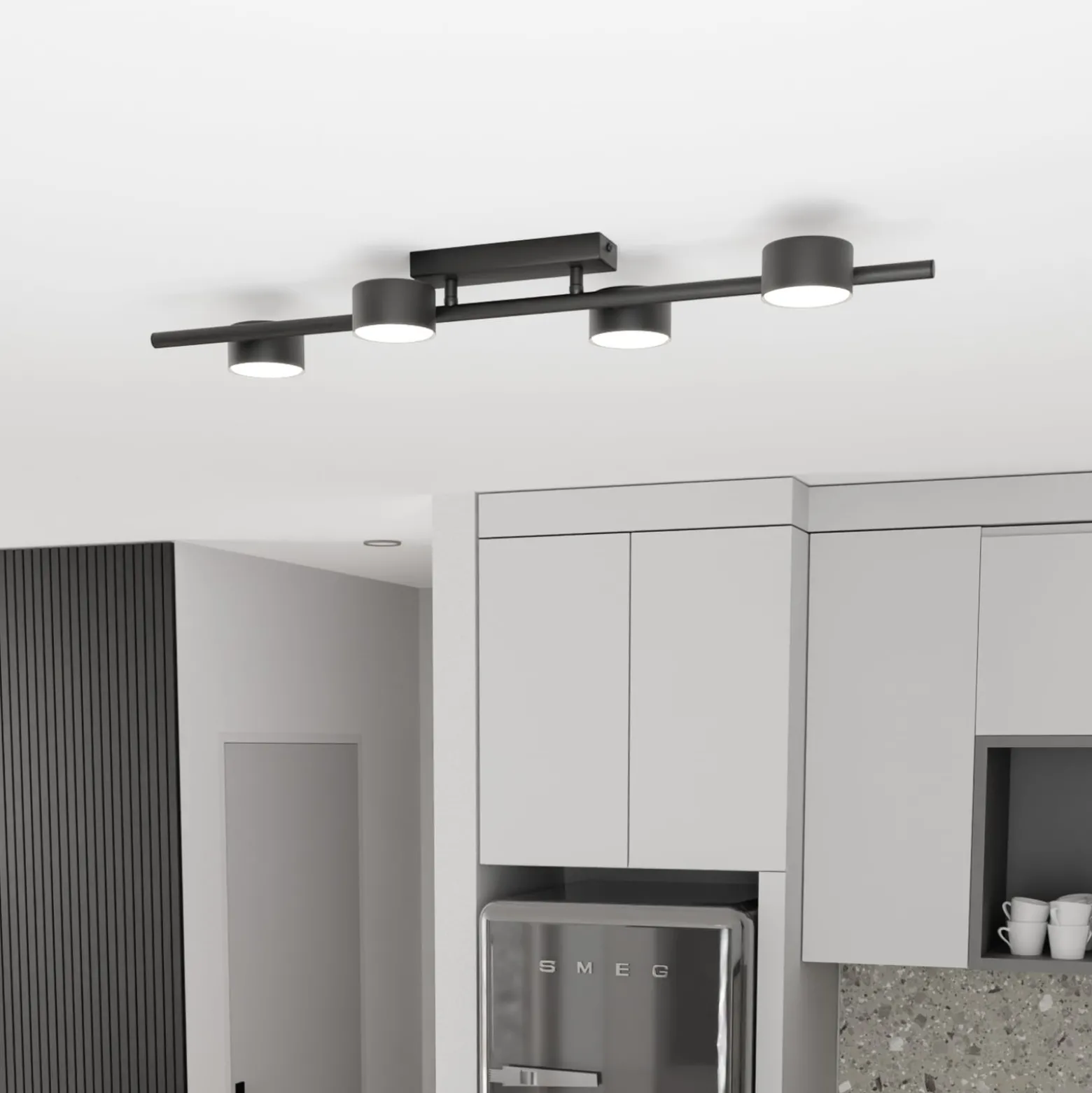 Deckenstrahler Bet, Länge 80 cm, schwarz, Metall, 4-flg.