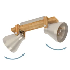 Deckenstrahler Cawton, Länge 58,5 cm, stahl/braun, 2-flg.
