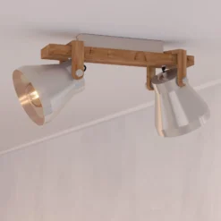 Deckenstrahler Cawton, Länge 58,5 cm, stahl/braun, 2-flg.