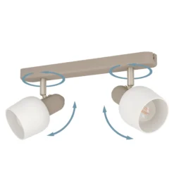 Deckenstrahler Corato, Länge 30 cm, sand/nickel/opal, 2-flg.