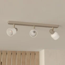 Deckenstrahler Corato, Länge 52 cm, sand/nickel/opal, 3-flg.