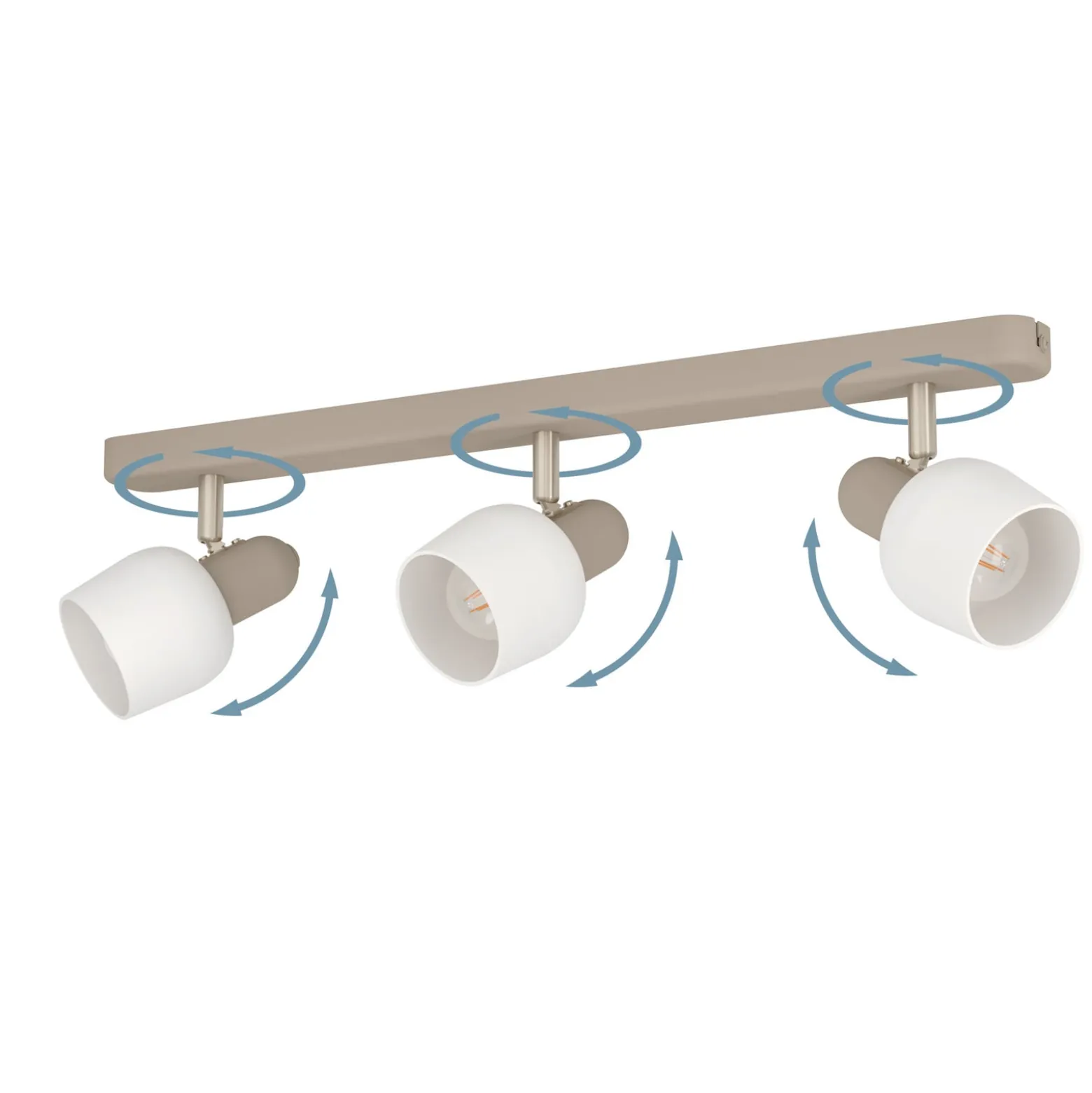 Deckenstrahler Corato, Länge 52 cm, sand/nickel/opal, 3-flg.