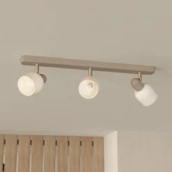 Deckenstrahler Corato, Länge 52 cm, sand/nickel/opal, 3-flg.