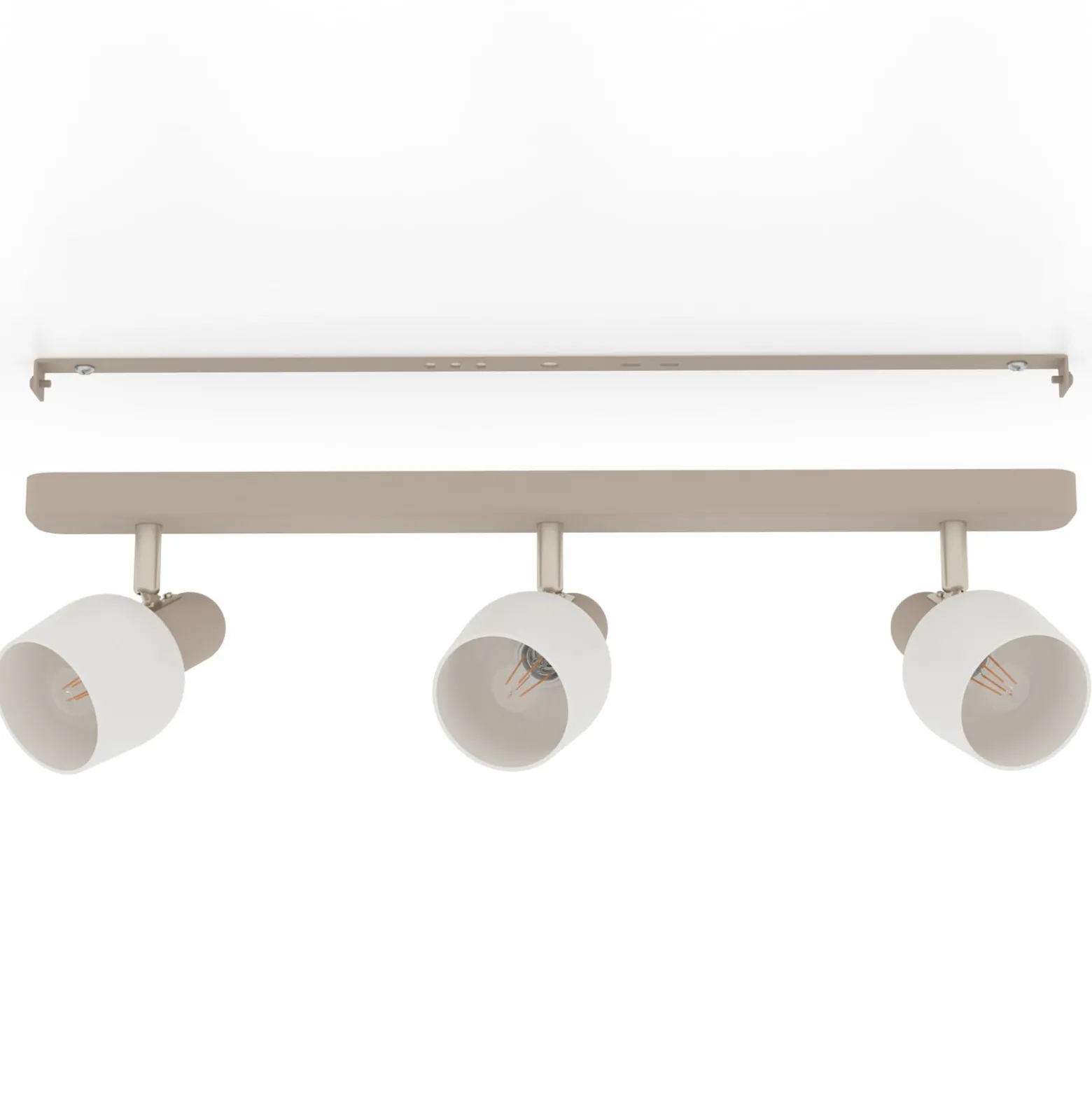 Deckenstrahler Corato, Länge 52 cm, sand/nickel/opal, 3-flg.