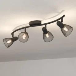 Deckenstrahler Corvigno, Länge 64 cm, schwarz, 4-flg., Stahl