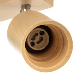 Deckenstrahler Cre aus Holz, dreiflammig