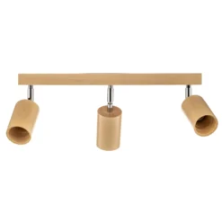 Deckenstrahler Cre aus Holz, dreiflammig