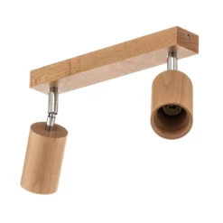 Deckenstrahler Cre aus Holz, zweiflammig
