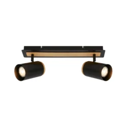 Deckenstrahler Duta, Länge 40 cm, schwarz/holzfarben, 2-flg.