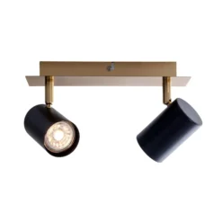 Deckenstrahler Frida zweiflammig, messing/schwarz