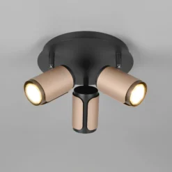Deckenstrahler Gillan, coffee, 3-flammig, rund, Metall, GU10