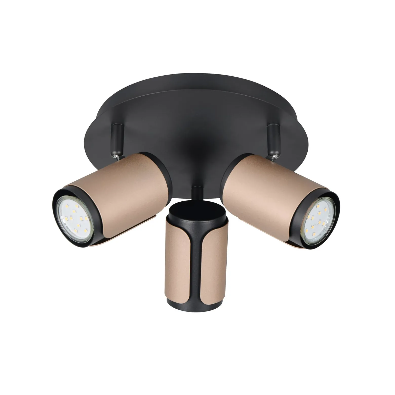 Deckenstrahler Gillan, coffee, 3-flammig, rund, Metall, GU10