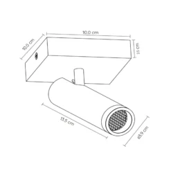 Deckenstrahler Grado, Länge 10 cm, grau, Metall