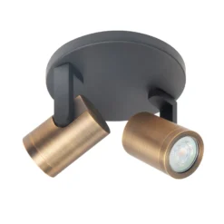 Deckenstrahler Halo, schwarz/messing brüniert Ø 17 cm 2-flg.