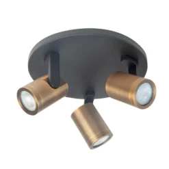 Deckenstrahler Halo, schwarz/messing brüniert Ø 25 cm 3-flg.