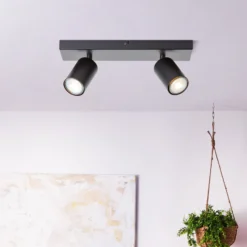 Deckenstrahler Jello, Länge 32 cm, schwarz, 2-flg., Metall