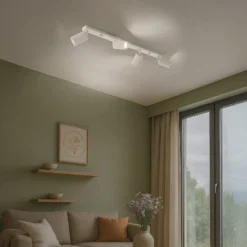 Deckenstrahler Karbon, beige, Länge 81 cm, Aluminium, 4-flg.