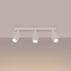Deckenstrahler Karbon, beige, Länge 45 cm, Aluminium, 3-flg.