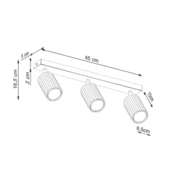Deckenstrahler Karbon, schwarz, Länge 45 cm, Alu, 3-flg.