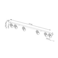 Deckenstrahler Karbon, schwarz, Länge 117 cm, Alu, 6-flg.