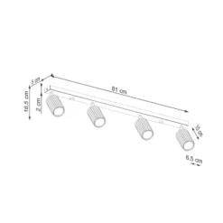 Deckenstrahler Karbon, schwarz, Länge 81 cm, Alu, 4-flg.