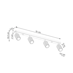Deckenstrahler Karbon, weiß, Länge 81 cm, Aluminium, 4-flg.