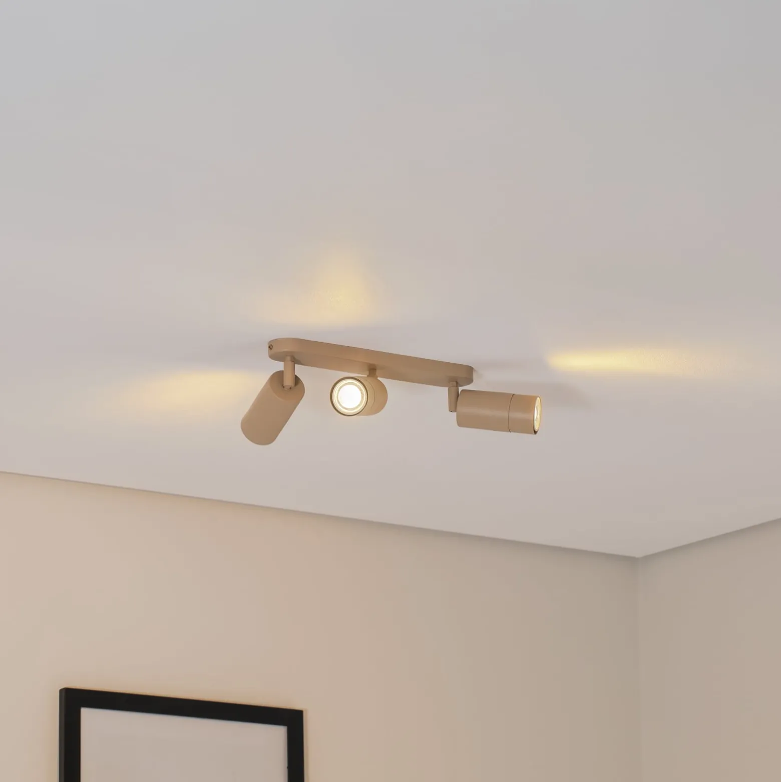 Deckenstrahler Link, beige, Länge 33 cm, 3-flg.