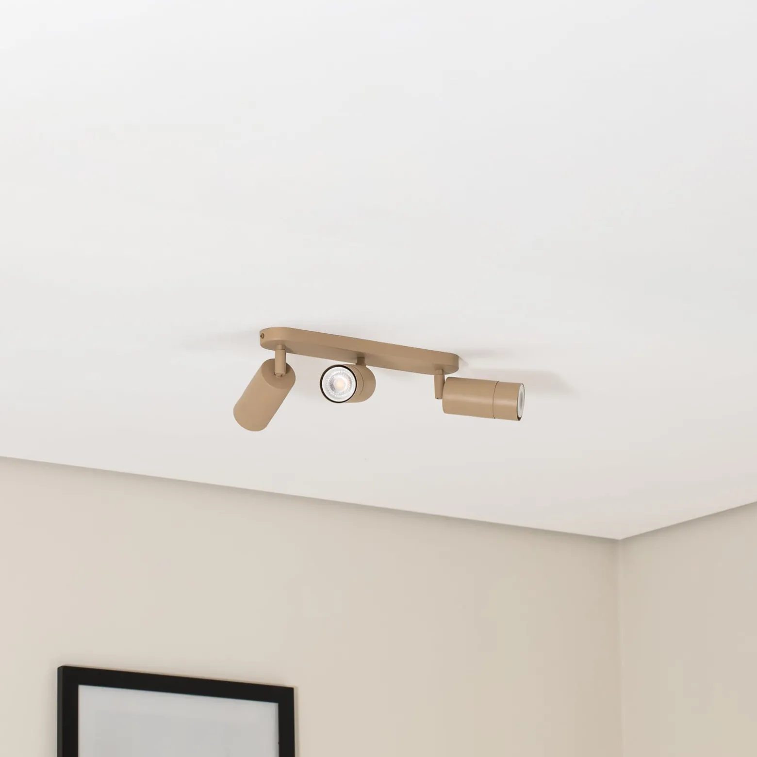 Deckenstrahler Link, beige, Länge 33 cm, 3-flg.