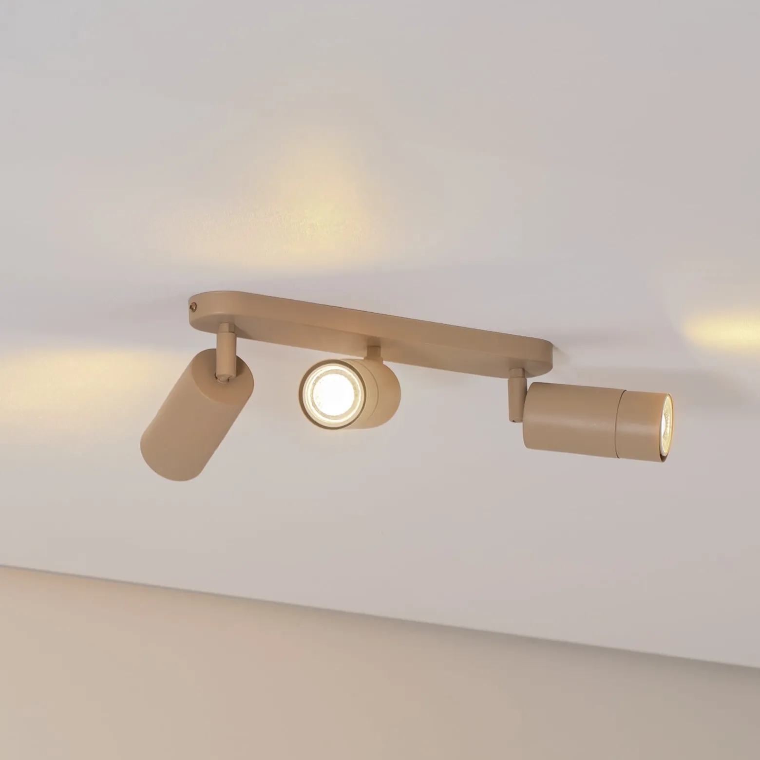 Deckenstrahler Link, beige, Länge 33 cm, 3-flg.