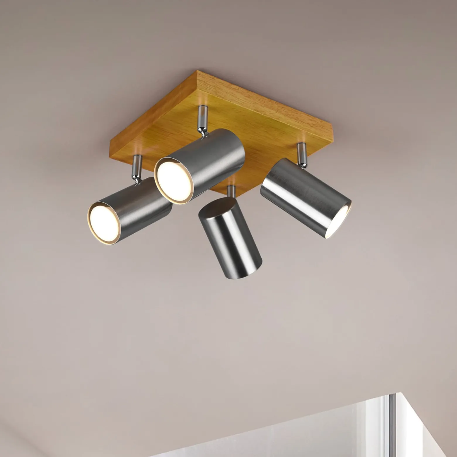 Deckenstrahler Marley, nickel matt, 4-flammig