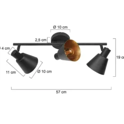 Deckenstrahler Oeroe, 3-flammig, schwarz, Metall, E14