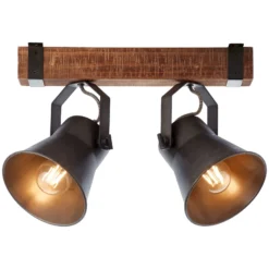 Deckenstrahler Plow, schwarz/holz dunkel