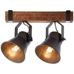 Deckenstrahler Plow, schwarz/holz dunkel