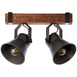 Deckenstrahler Plow, schwarz/holz dunkel