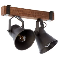 Deckenstrahler Plow, schwarz/holz dunkel