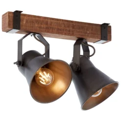 Deckenstrahler Plow, schwarz/holz dunkel