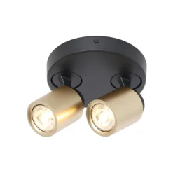 Deckenstrahler Razza, schwarz/gold, Ø 26,5 cm, 2-flg.