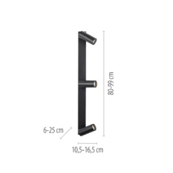 Deckenstrahler RIK, schwarz, 3-flg., 89 cm, Metall, GU10-LED