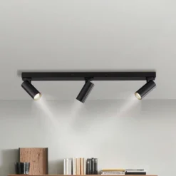 Deckenstrahler RIK, schwarz, 3-flg., 89 cm, Metall, GU10-LED