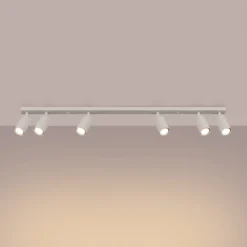 Deckenstrahler Ring, beige, Länge 117 cm, Stahl, 6-flg.