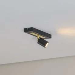 Deckenstrahler Rodez, schwarz/gold, Länge 30 cm, Stahl