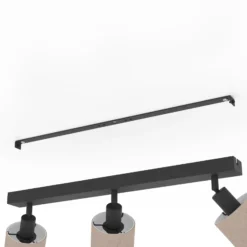 Deckenstrahler Rosley, Länge 43 cm, schwarz/natur, 3-flg.