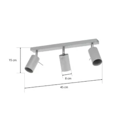 Deckenstrahler Round, grau, dreiflammig linear