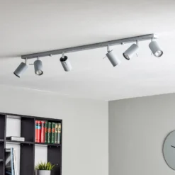 Deckenstrahler Round, grau, sechsflammig linear