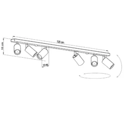 Deckenstrahler Round, grau, sechsflammig linear