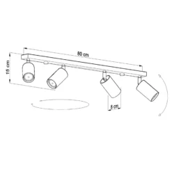 Deckenstrahler Round, grau, vierflammig linear