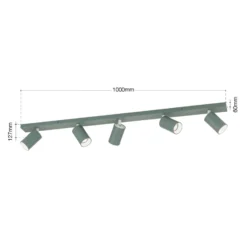 Deckenstrahler Sean, lichtgrün, 5-flammig, Aluminium, GU10